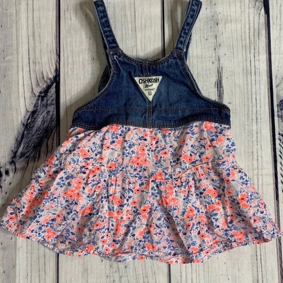 Oshkosh Overall Dress Floral Lined Size 12 Months - Picture 6 of 9